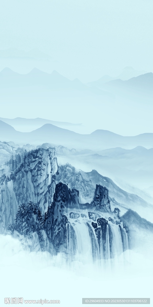 蓝色 简奢玄关新画 tiF分层