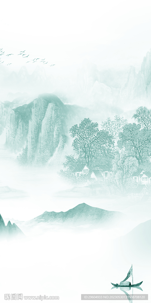 高端 最新中式山水 tIF分层