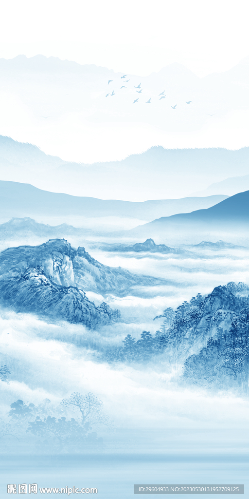 高清 极简玄关山水 tIF分层