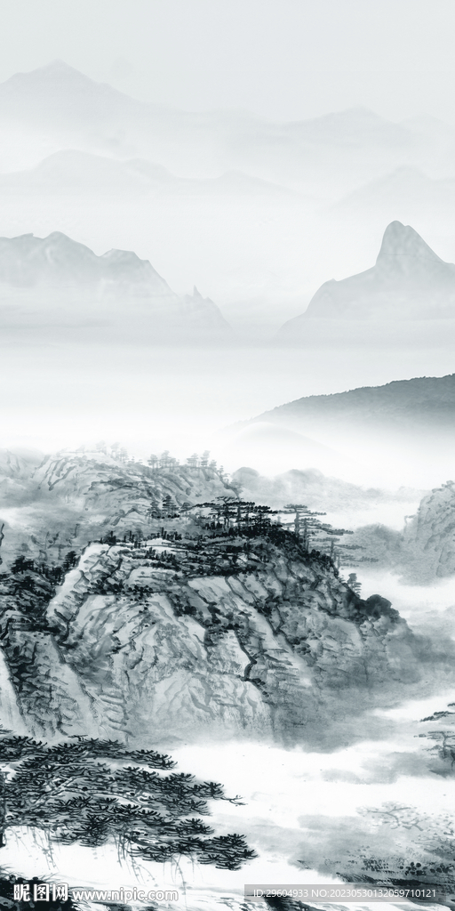 极简 别墅玄关山水 tIF分层