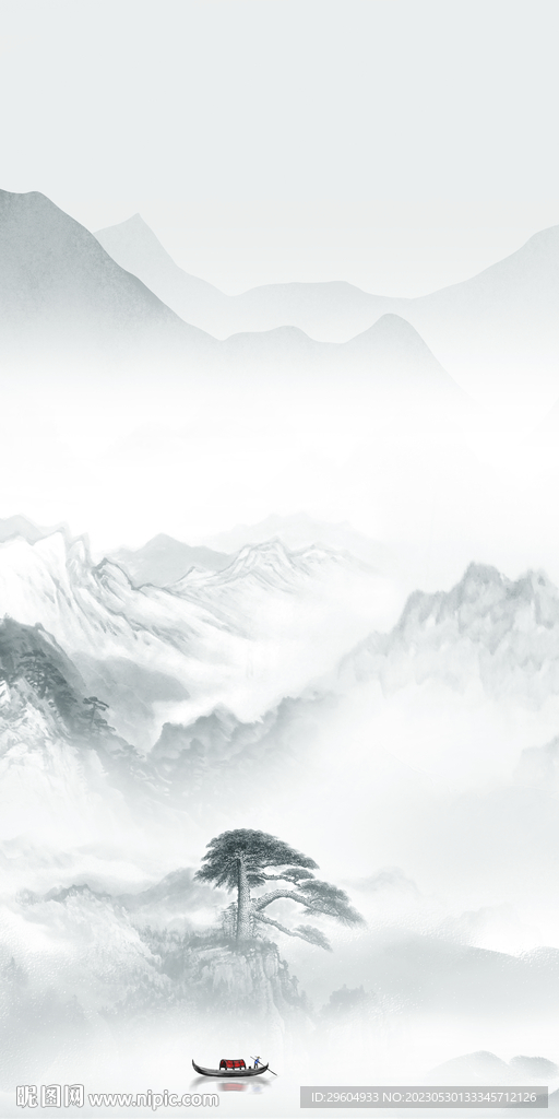 极简 清晰玄关山水 tIF分层