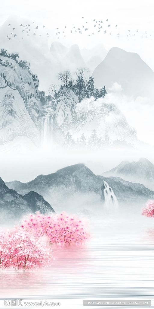 别墅 高端玄关山水 tIF分层