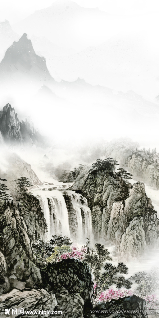 爆款 极简玄关山水 tIF分层