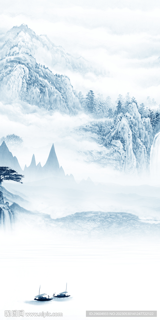 高档 清晰玄关山水 tIF分层