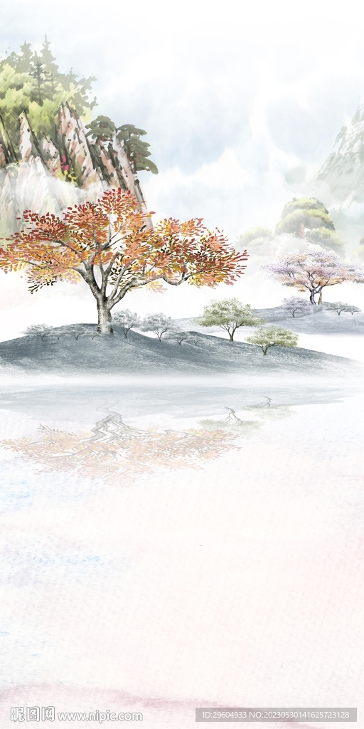 清晰 简约玄关山水 TIF分层