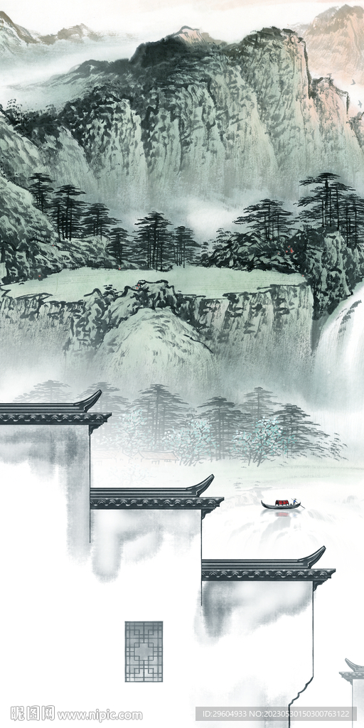 新品 爆款中式山水 tIF分层