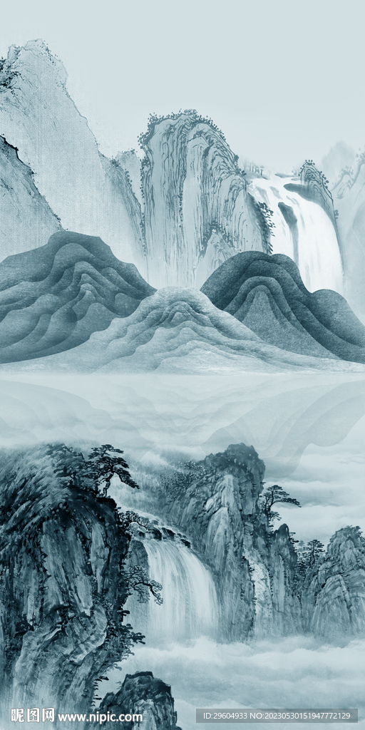 极简 高端中式山水 tIF分层