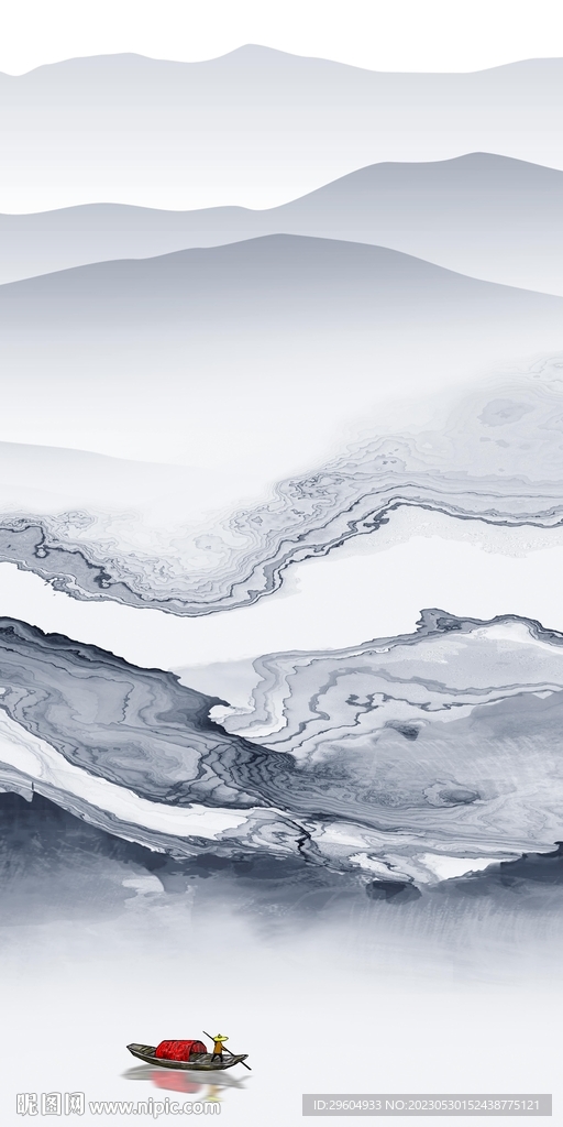 高端 爆款中式山水 tIF分层