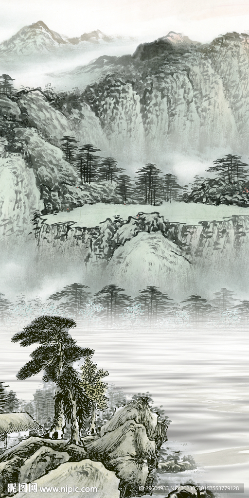 爆款 简约玄关山水 tIF分层