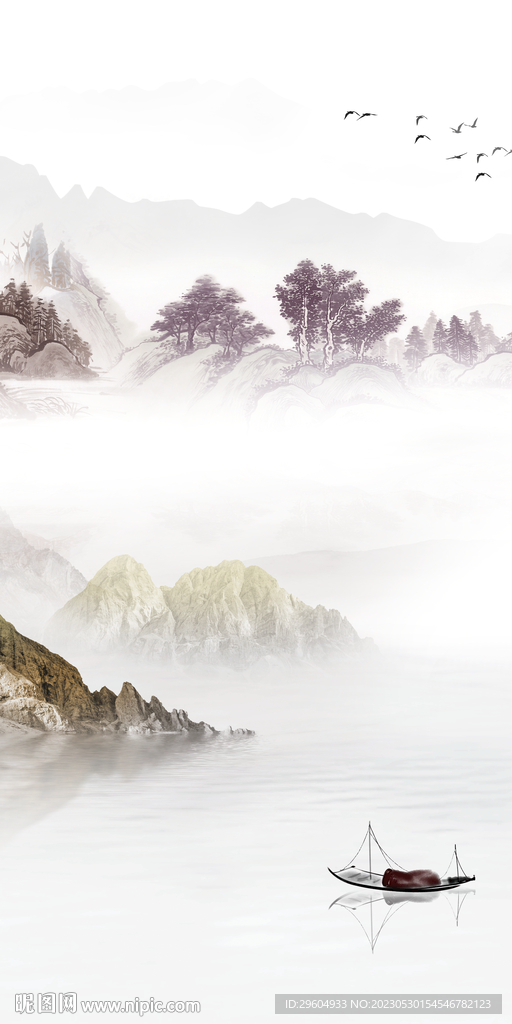 新款 简奢玄关山水 tIF分层