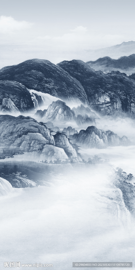 高端 简奢玄关山水 tIF分层