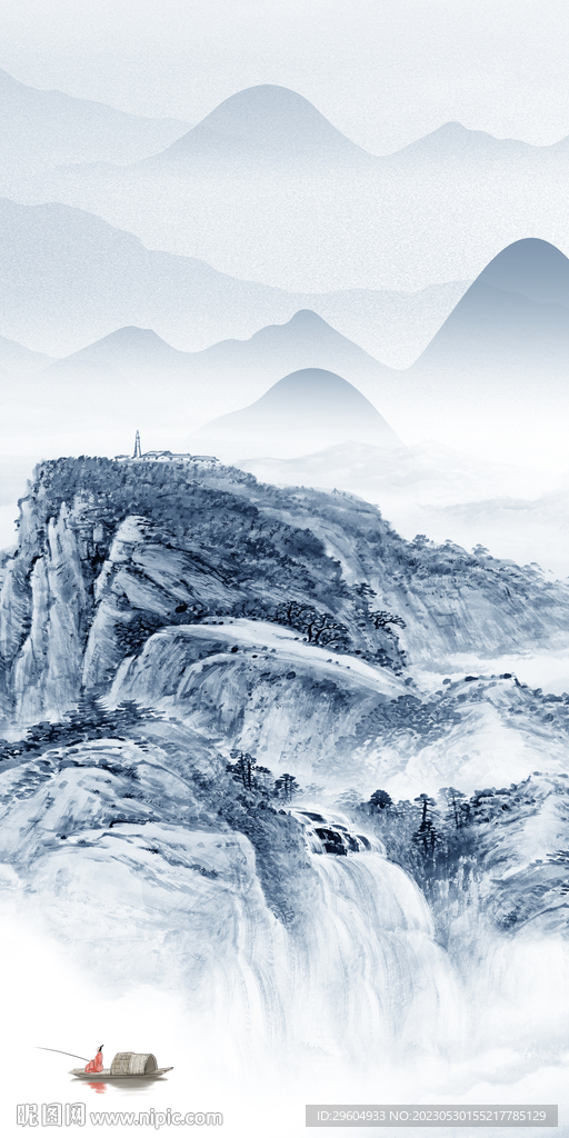 新品 玄关高端山水 tIF分层