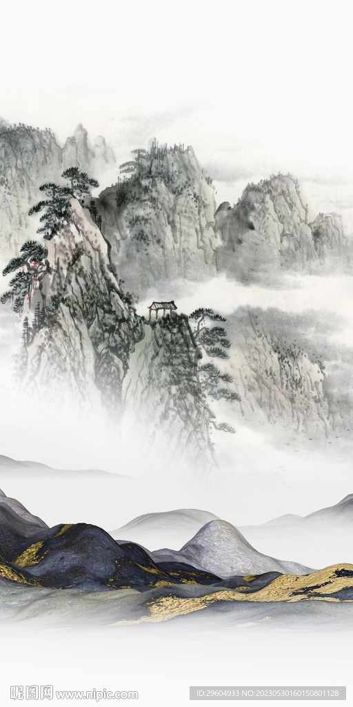 简约 最新中式山水 tIF分层