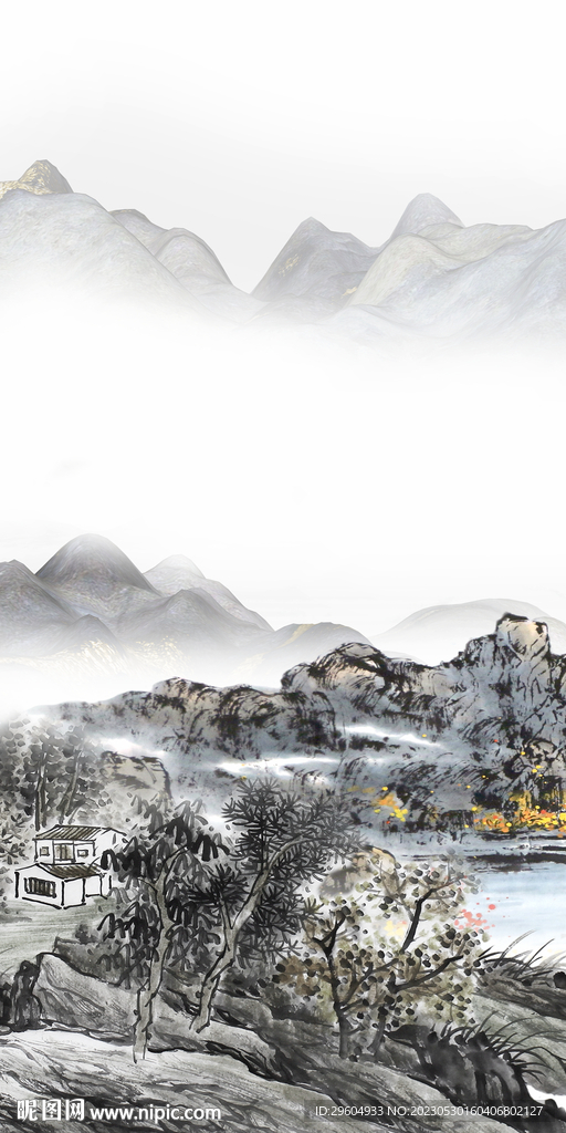 新款 高端中式山水 tIF分层