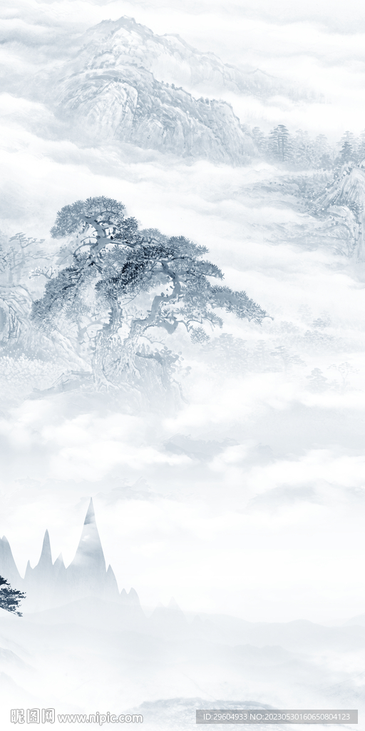 现代 爆款中式山水 tIF分层