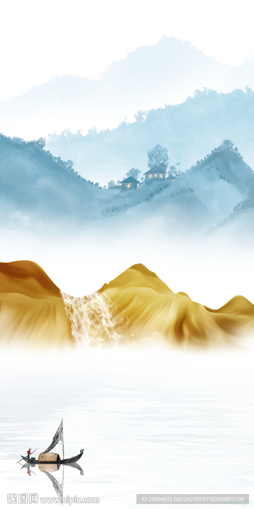 高档 简约玄关山水 tIF分层