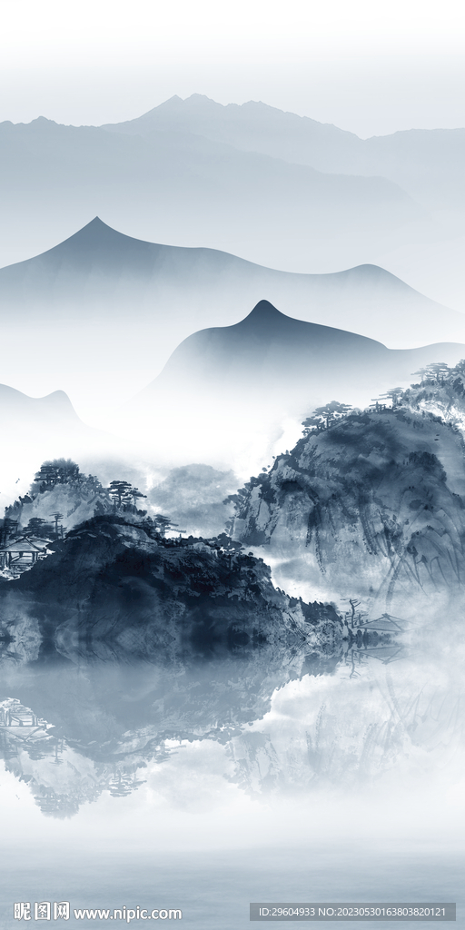 新品 清晰玄关山水 tIF分层