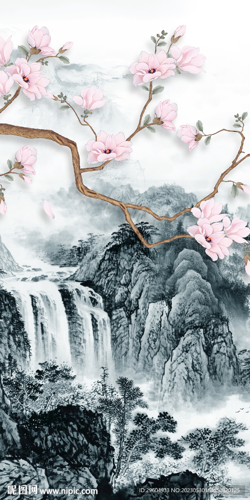 意境 极简玄关山水 tIF分层