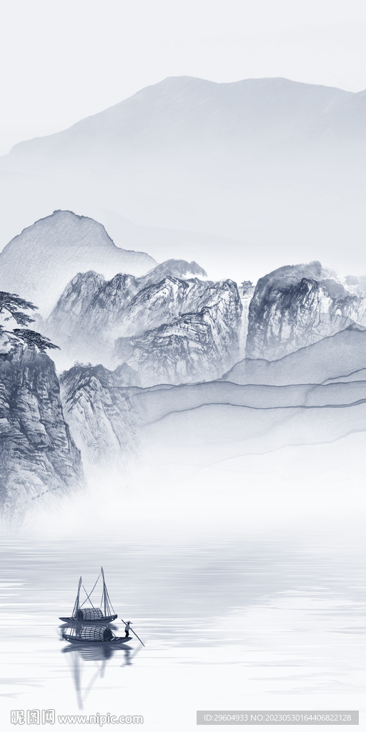 高端 简约玄关山水 tIF分层