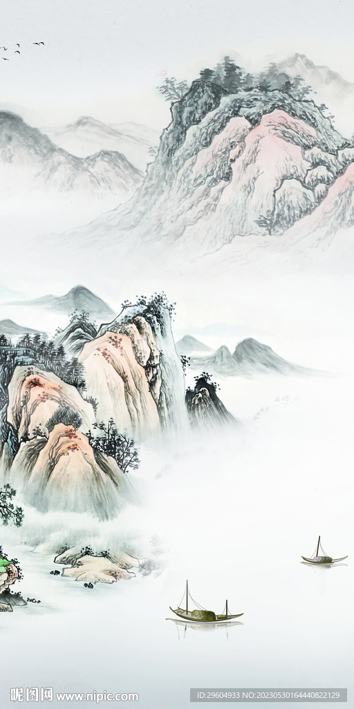 高清 简约玄关山水 tIF分层