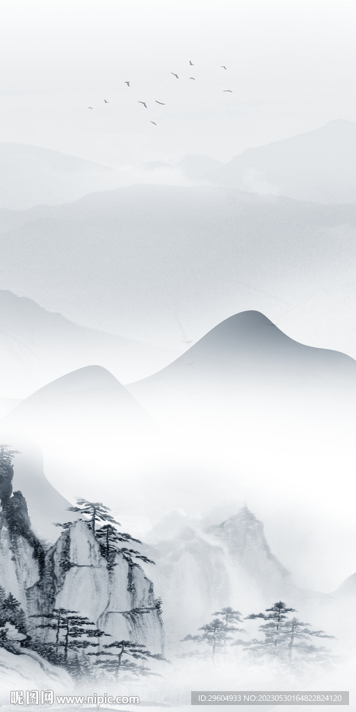 简约 极简玄关山水 tIF分层