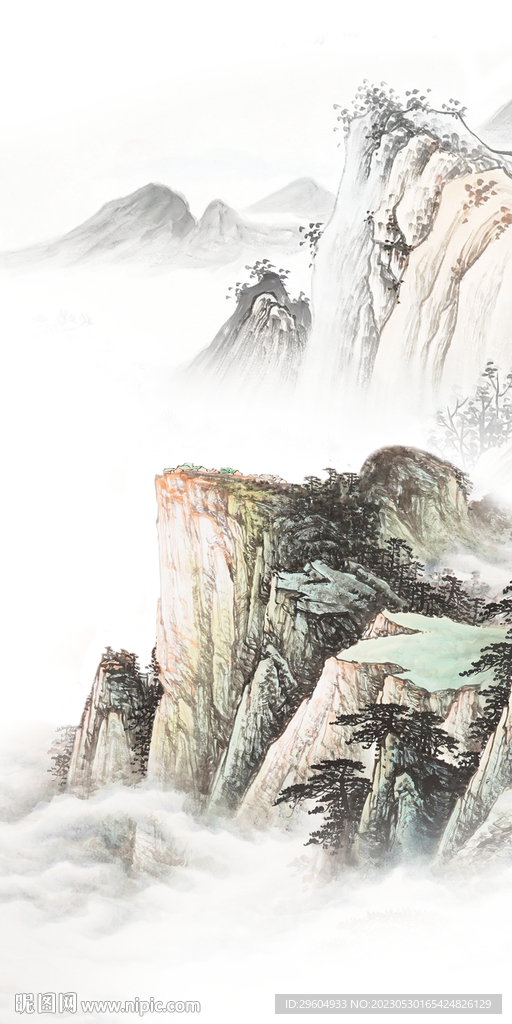 古风 高端玄关山水 tIF分层