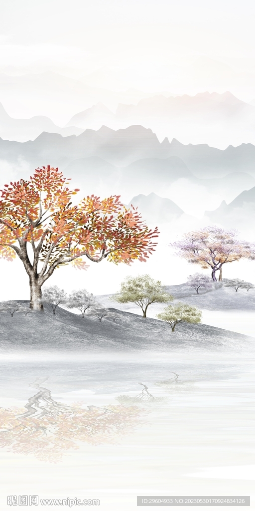 简约 高端玄关山水 tIF分层