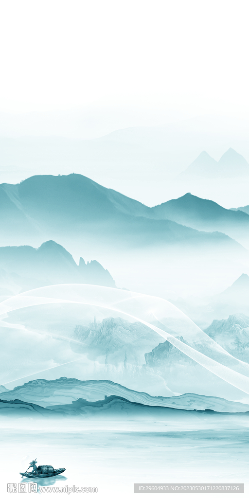 蓝色 别墅玄关山水 tIF分层