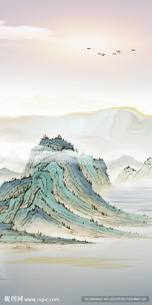 高清 简约玄关山水 TIF分层