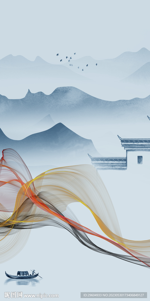 高清 高端玄关山水 tIF分层