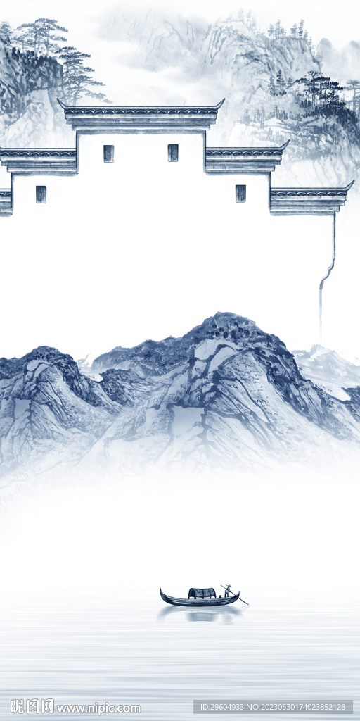 高端 简约玄关山水 TIF分层