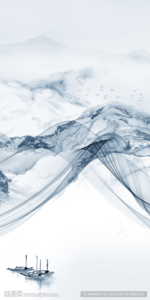 人气 简约玄关山水 tIF分层