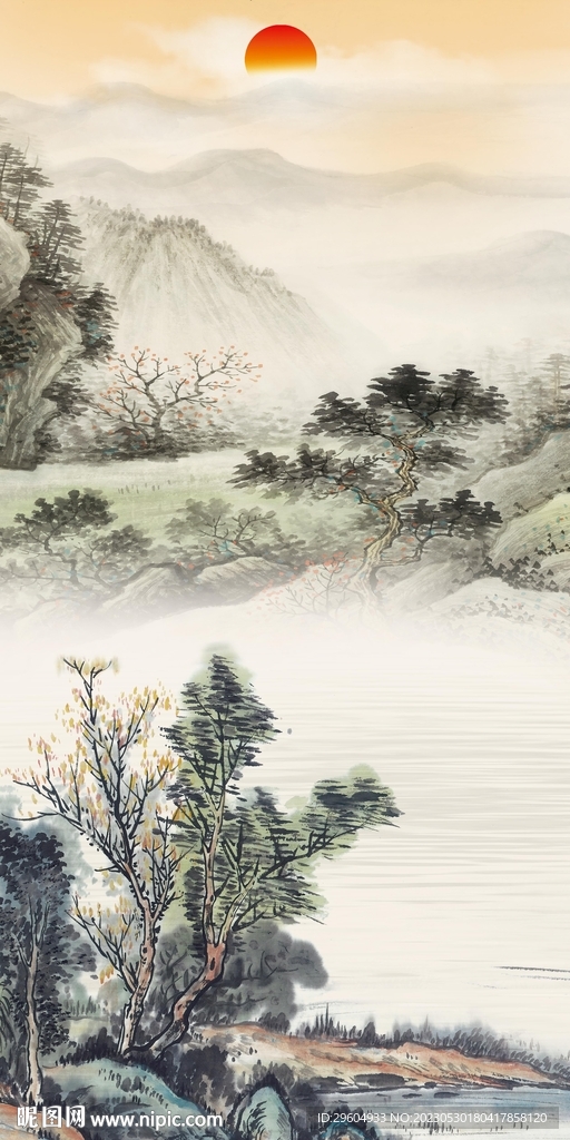 新品 简奢玄关山水 tIF分层