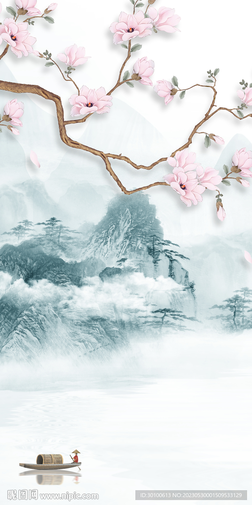 简约 高端山水玄关 TiF分层