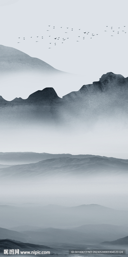 高清 高端山水玄关 TiF分层