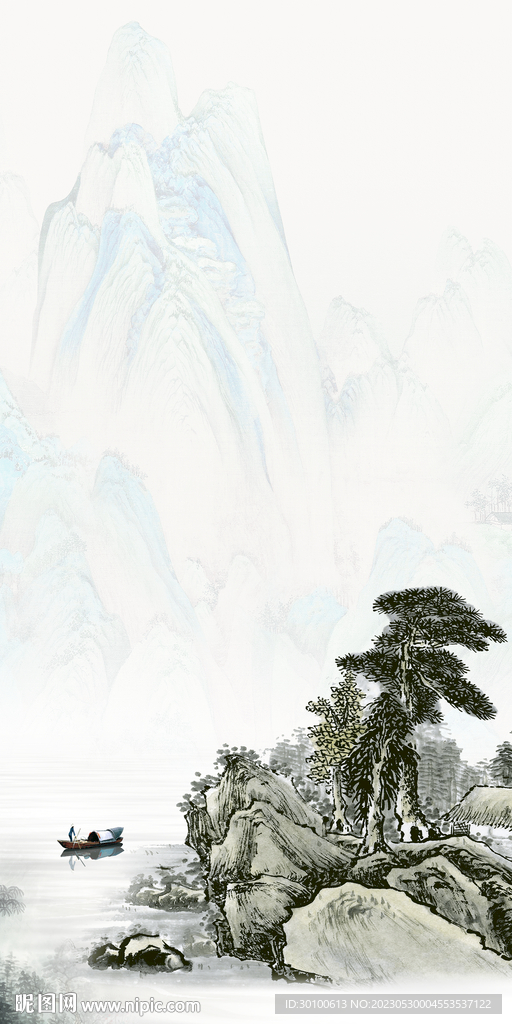 高端 极简山水玄关 TiF分层