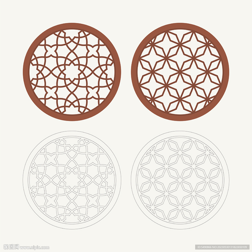 圆形窗花格 花窗 中式图案