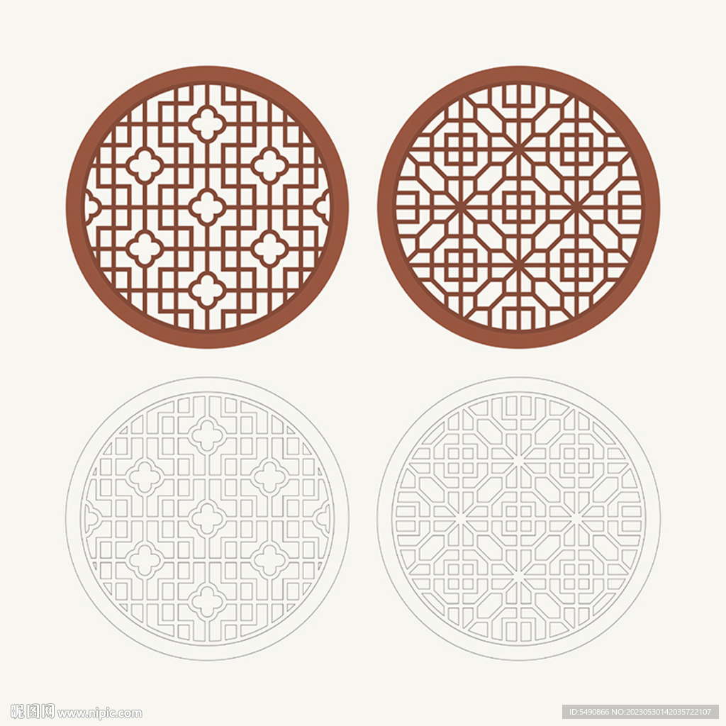 圆形窗花格 花窗 中式图案