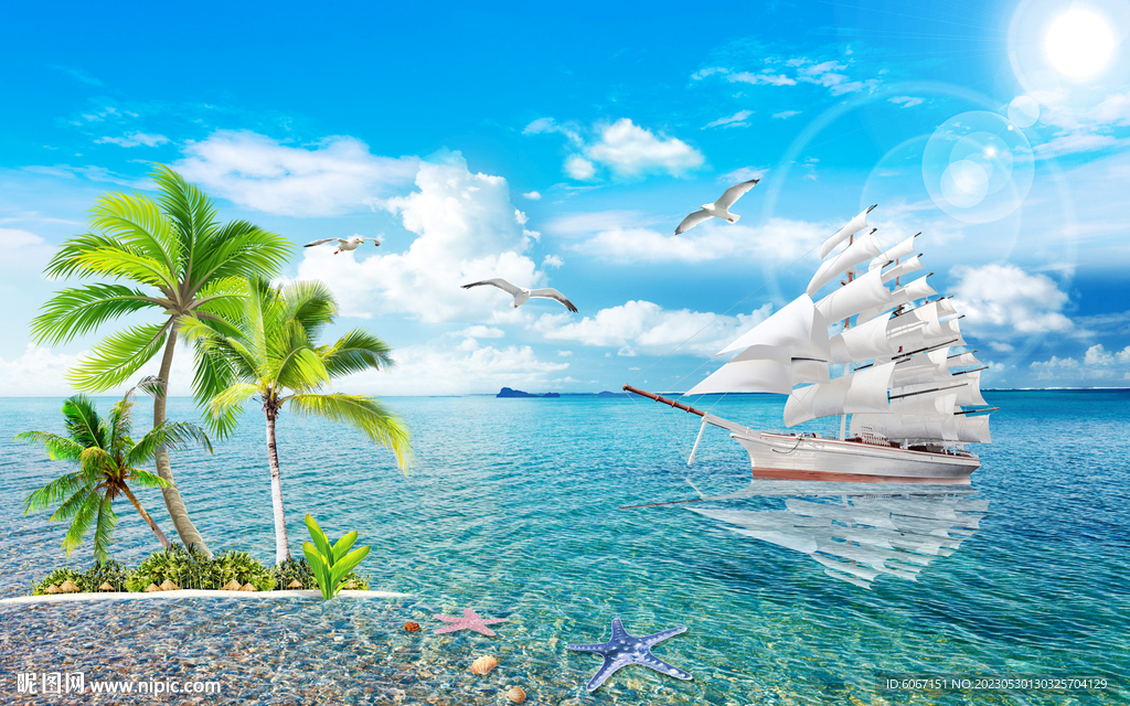 大海沙滩背景墙