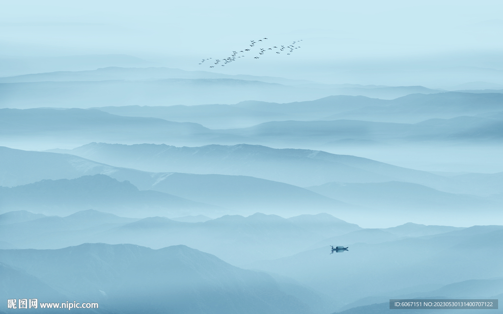 新中式水墨山水画背景墙