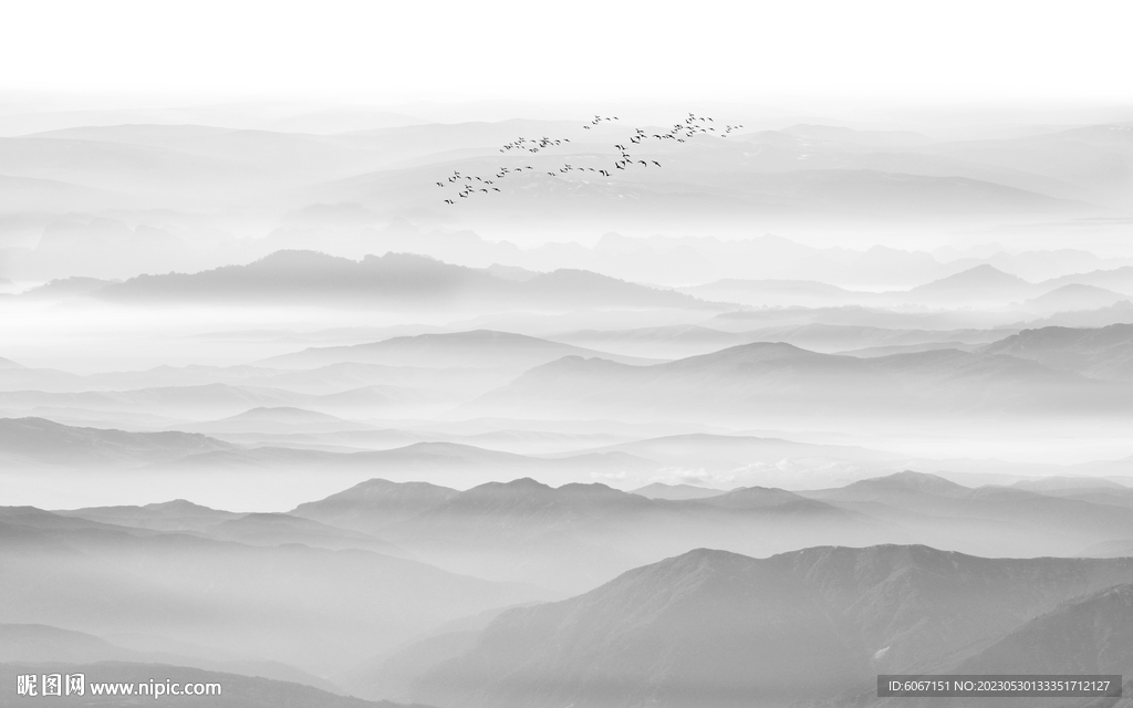 新中式禅意水墨山水画