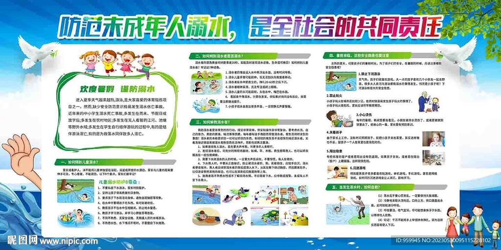 防范未成年溺水展板