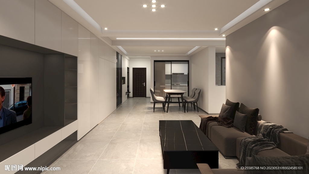 悬空吊顶客厅餐厅