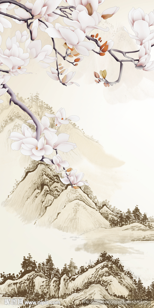 极简 爆款意境山水 tif分层