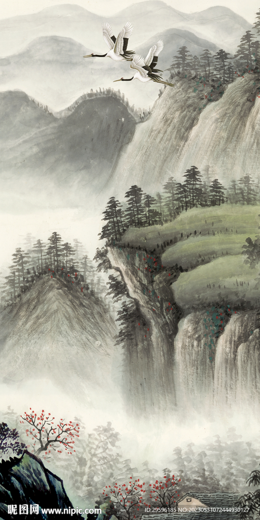 极简 玄关意境山水 tif分层