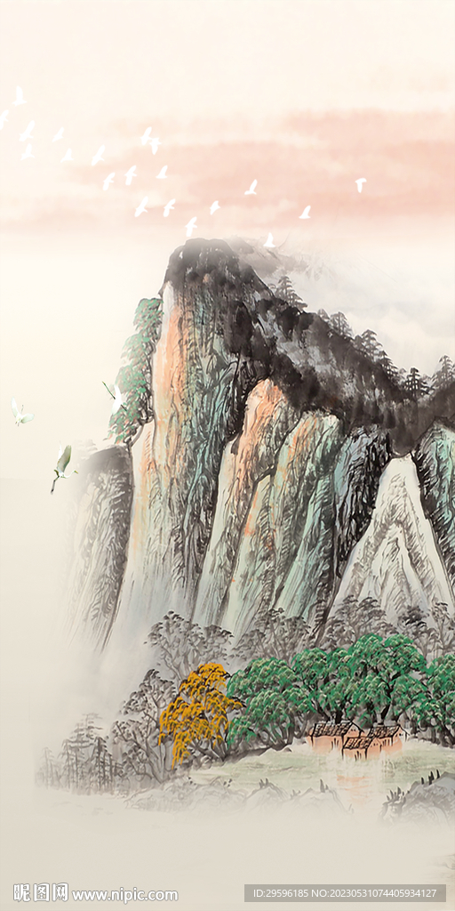 高档 玄关意境山水 tif分层