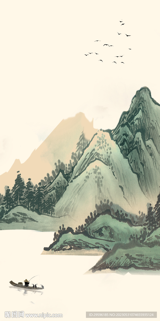 人气 中式意境山水 tif分层