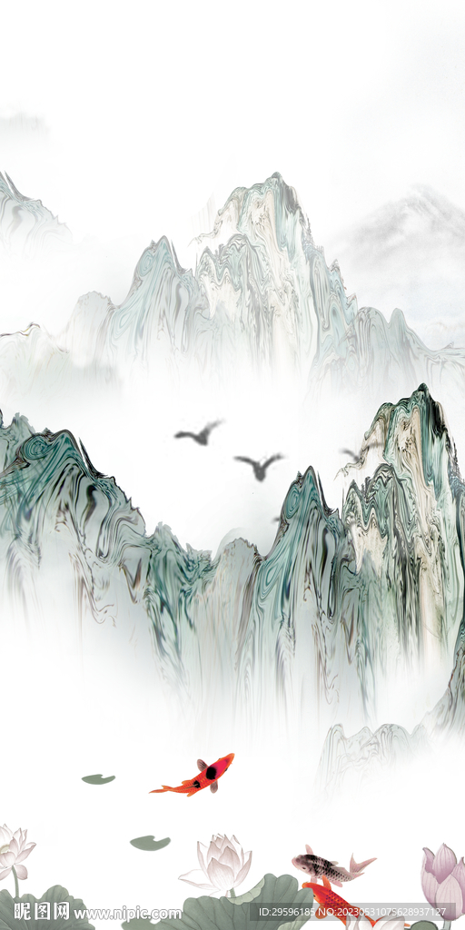 现代 玄关高清山水 Tif分层