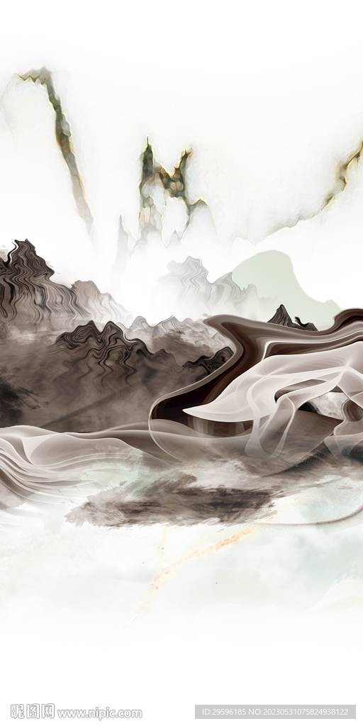 人气 中式新款山水 tif分层