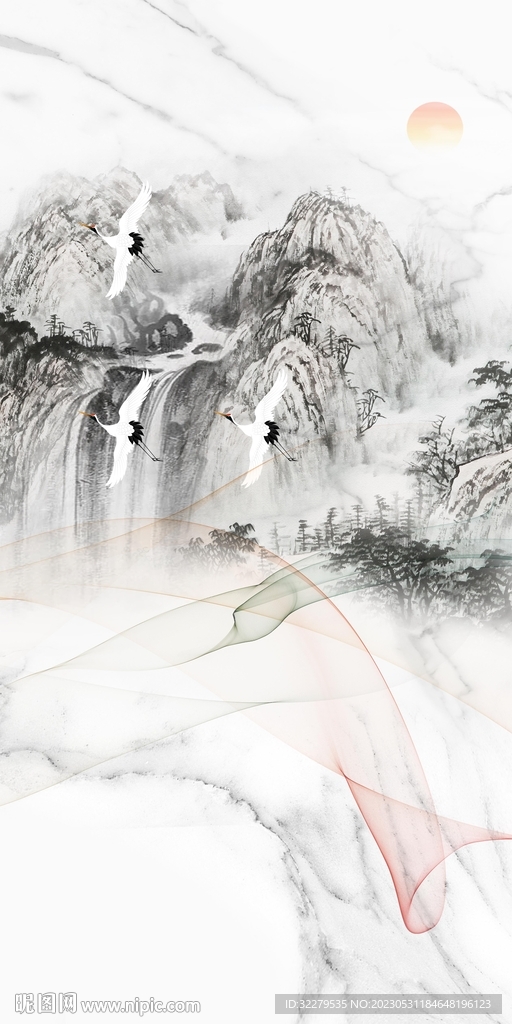 流水 中式背景玄关 tIf分层